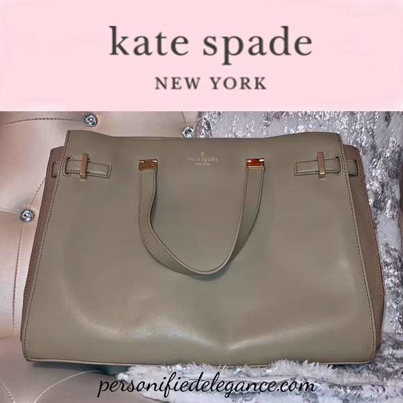 Kate Spade Parker Street Aisley Leather Suede Large Warm Putty Handbag Crossbody - Picture 16 of 16